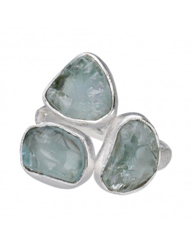 Anello di acquamarina grezza triplo...