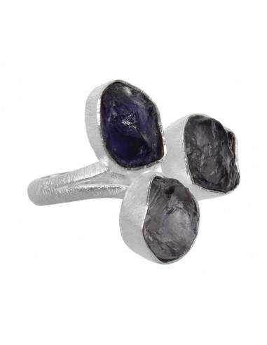 Anello di Iolite Grezzo Triplo in...