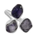 Anello in Iolite Grezza Triplo in Argento Sterling 925