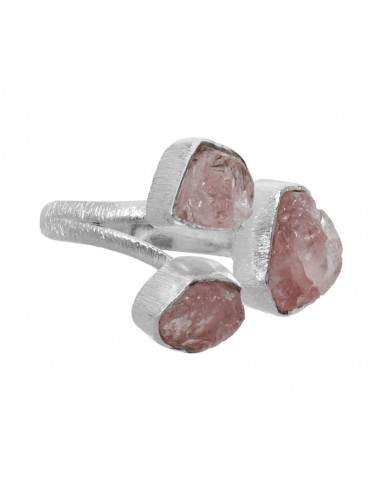 Anello di Morganite grezza triplo in...
