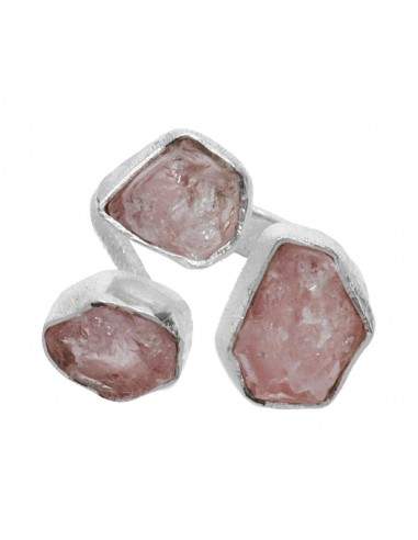 Anello di Morganite grezza triplo in...