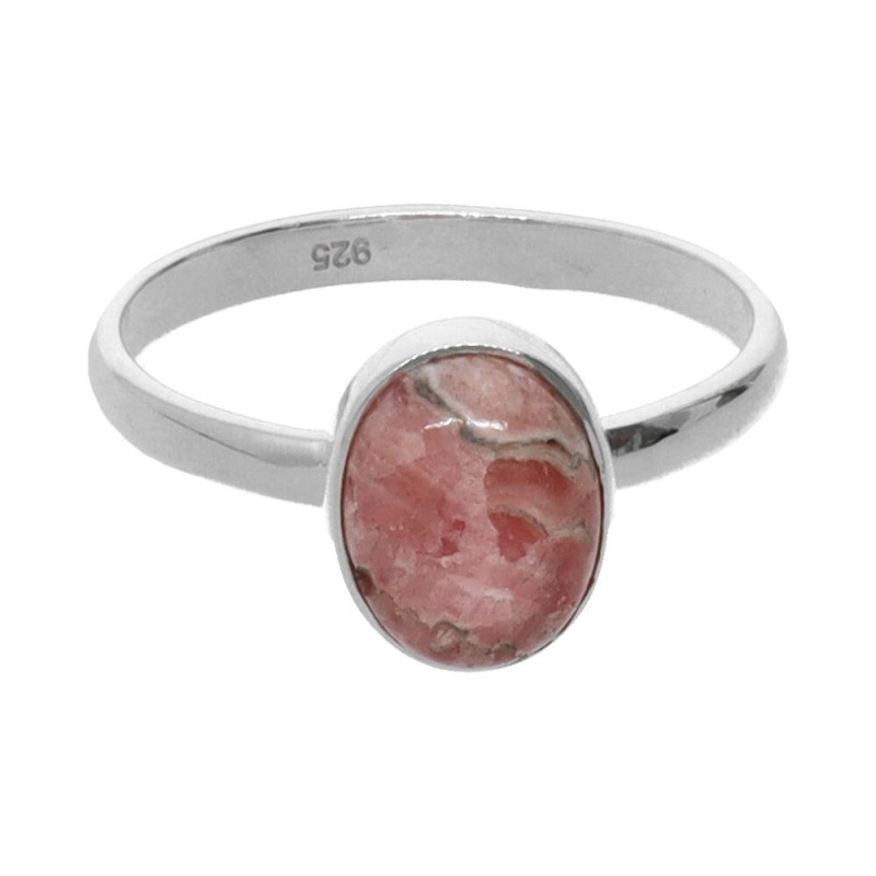Anello Ovale di Rodocrosite Piccolo in Argento Sterling 925