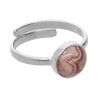 Petite bague circulaire réglable en rhodochrosite en argent 925