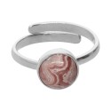 Petite bague circulaire réglable en rhodochrosite en argent 925