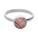 Small Rhodochrosite Circle Ring in Sterling Silver 925