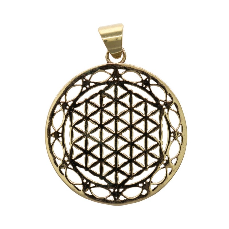 Pendente in Bronzo Fiore Vita Doppio Cerchio -54-