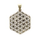 Bronze Fleur de Vie Pendentif Hexagonal -9-