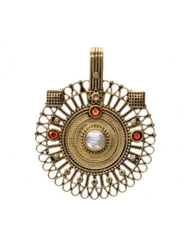 Pendentif en bronze avec minéraux -50-