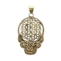Pendente in Bronzo Teschio con Fiore della Vita -13-