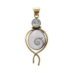 Ciondolo in Bronzo a Forma di Chiocciola e Minerale -6-
