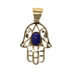 Collana in Bronzo Mano di Fatima con Minerale -2-