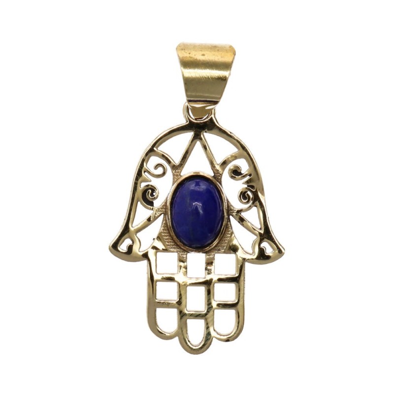 Collana in Bronzo Mano di Fatima con Minerale -2-