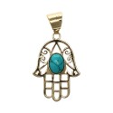 Collana in Bronzo Mano di Fatima con Minerale -2-