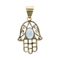 Bronze Fatima Hand with Mineral Pendant -2-