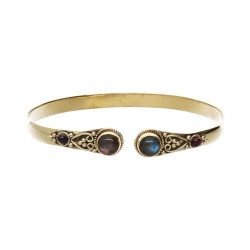 Bracciale in Bronzo con Labradorite Doppia Granato -25.2-