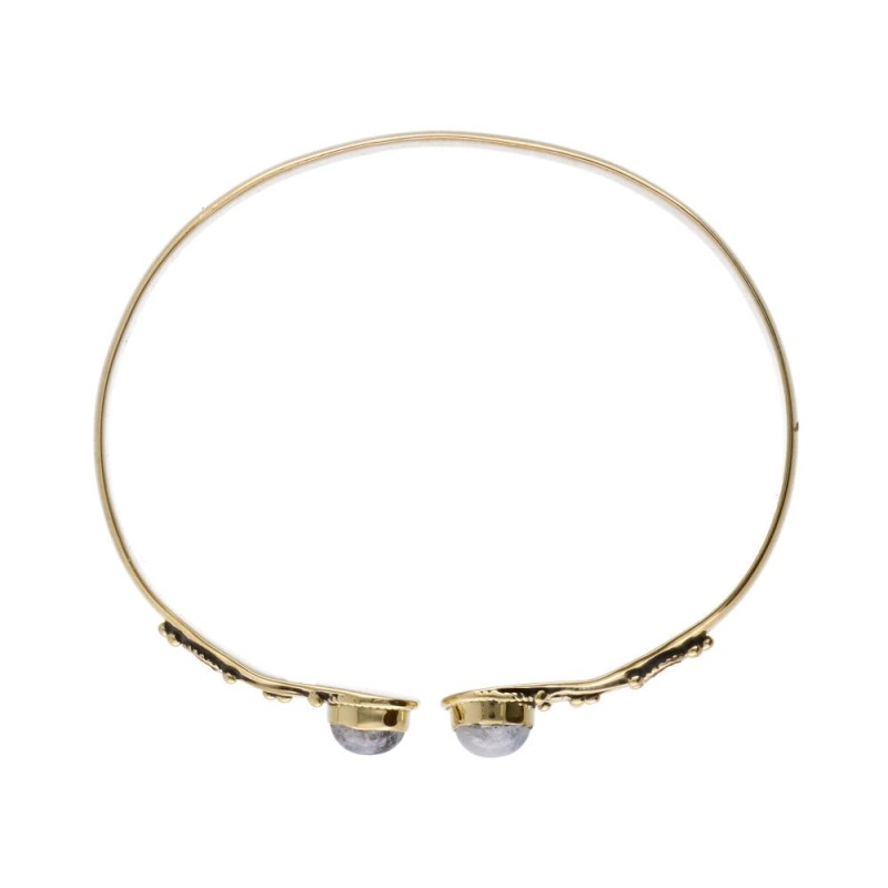 Bracciale in Bronzo con Labradorite Doppia Blu