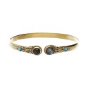 Bronze Bracelet with Labradorite Double Blue