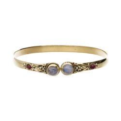 Bracciale in Bronzo con Pietra Luna Doppio Granato