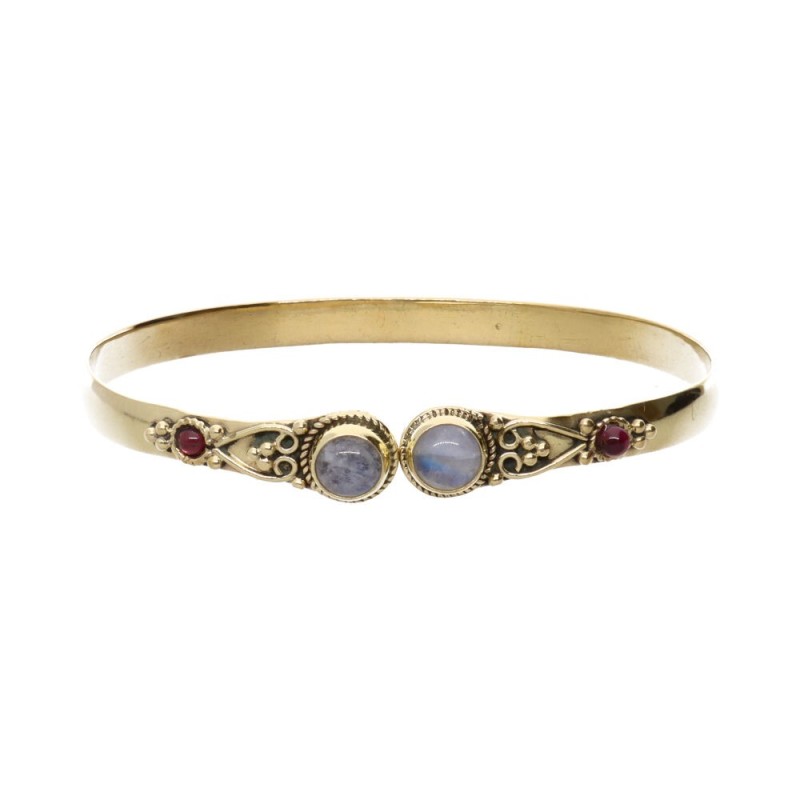 Bracciale in Bronzo con Pietra Luna Doppio Granato