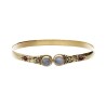 Pulseira de bronze com pedra lunar marrom dupla -21.2-