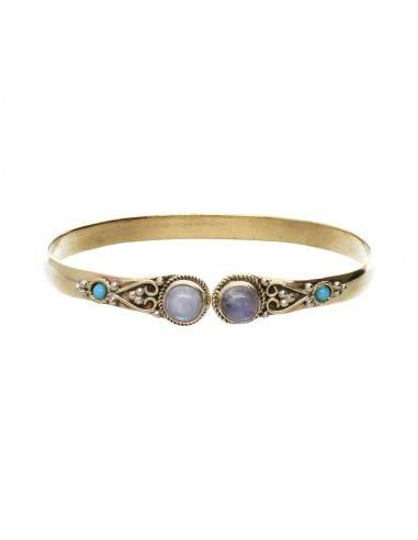 Bracciale in bronzo con doppia pietra...