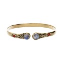 Bracciale in Bronzo con Pietra Luna Doppia Rossa