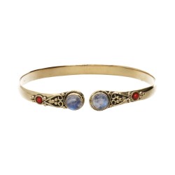 Bracciale in Bronzo con Pietra Luna Doppia Rossa