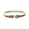 Pulseira de bronze com pedra de lua vermelha dupla -21-
