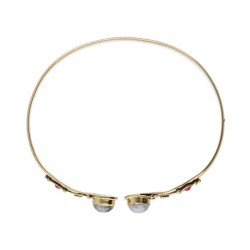 Pulseira de bronze com pedra de lua vermelha dupla -21-