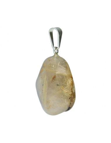 Pendentif Quartz Rutilé Plaqué Rhodium