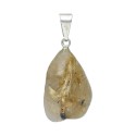 Rutilated Quartz Rhodium Plated Pendant