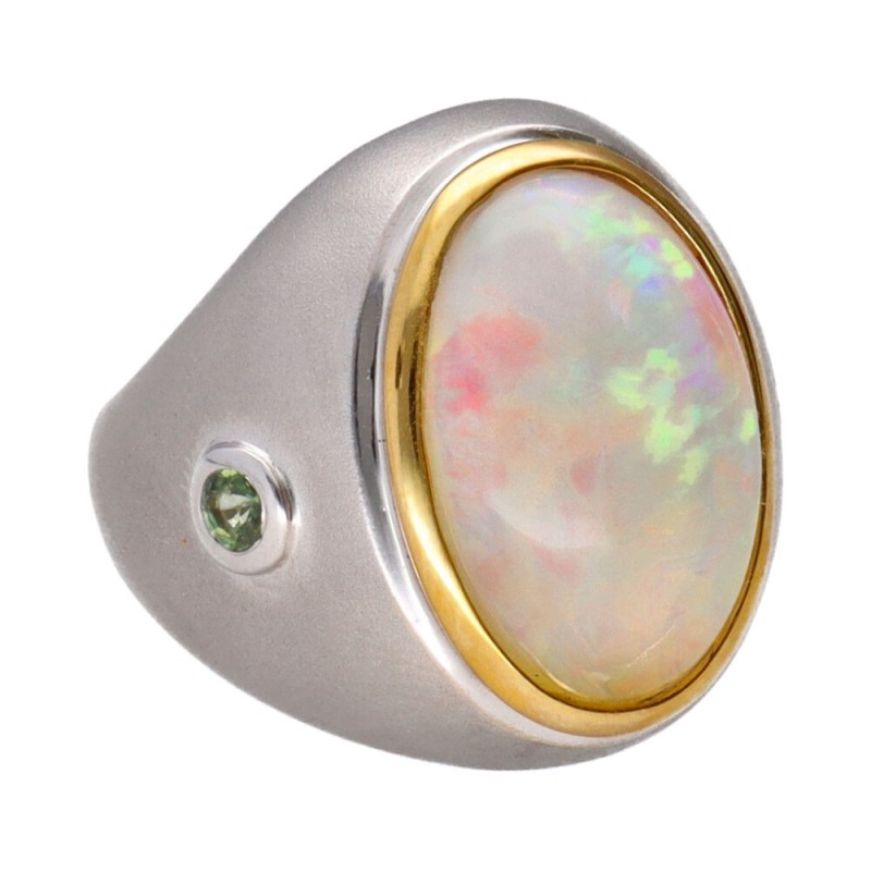 Anello Opale in Argento Sterling 925 e Oro (U62)