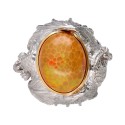 Dragon Skin Opal Ring in 925 Sterling Silver and Gold (U57)