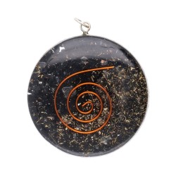 Ciondolo Circolare in Stile Orgonite in Resina con Shungite