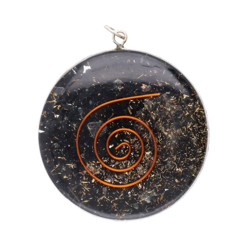 Ciondolo Circolare in Stile Orgonite in Resina con Shungite