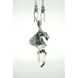 Colgante dragón en plata y cuarzo