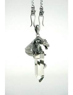 Colgante dragón en plata y cuarzo