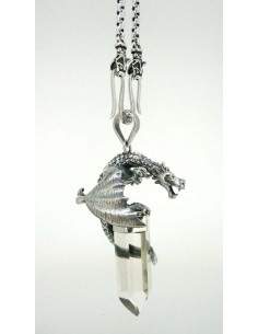 Colgante dragón en plata y cuarzo 2