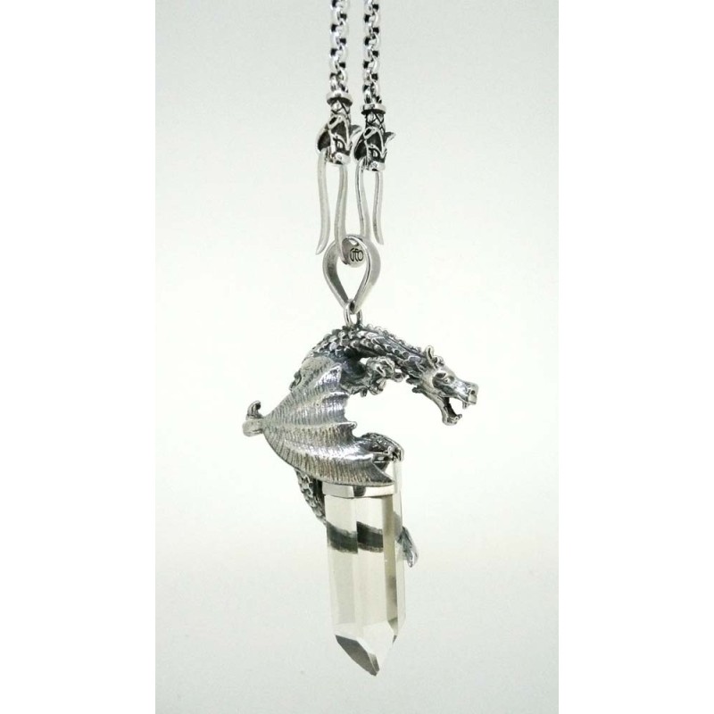 Colgante dragón en plata y cuarzo