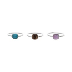 925 Sterling Silver Ring with Random Minerals
