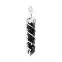 Pendentif en résine argentée et spirale de shungite