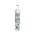 Pendentif en Larimar argenté avec résine et spirale