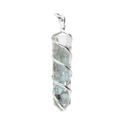 Pendente in Larimar con Resina e Spirale in Bagno d'Argento