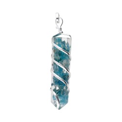 Pendente in Apatite con Resina e Spirale in Bagno d'Argento