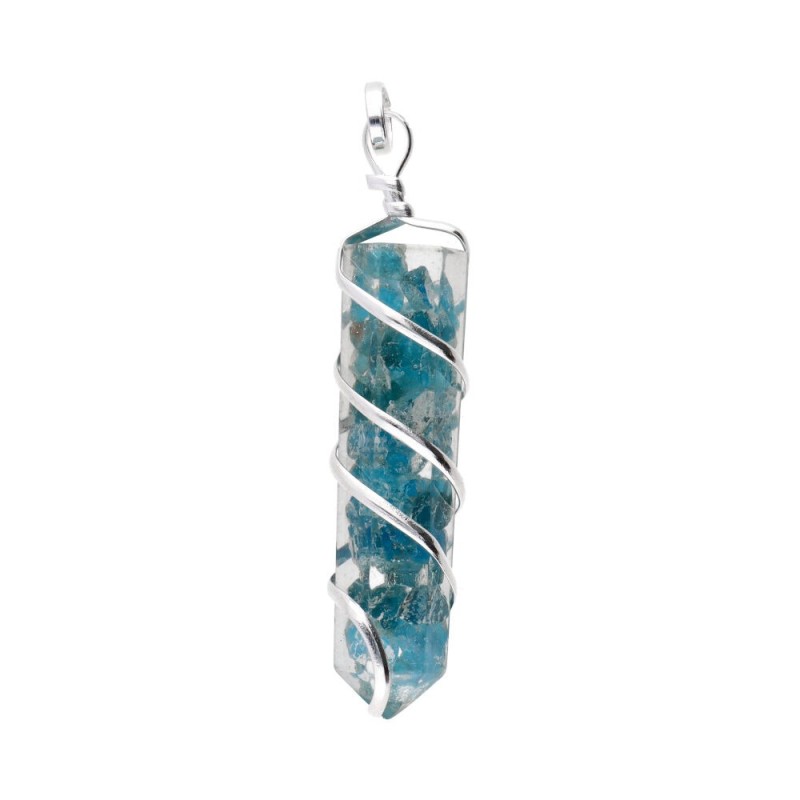 Pendente in Apatite con Resina e Spirale in Bagno d'Argento