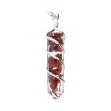 Pink Tourmaline Pendant with Resin and Spiral in Silver Plating