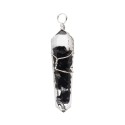 Shungite Pendant with Resin Bitermined in Silver Plating