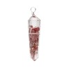 Pendentif Tourmaline Rose avec Résine Biterminée en Plaqué Argent