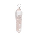 Rose Quartz Pendant with Resin Bitermined in Silver Plating