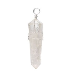 Pendente in Selenite con Resina, rifinito in Bagno d'Argento